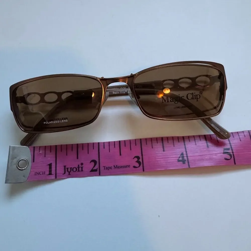New Magic clips M384 COF square y2k brown glasses